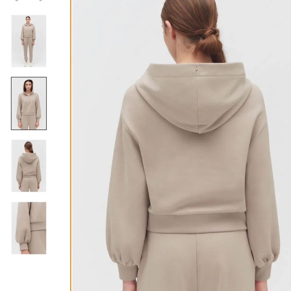 Cuyana hooded fleece cropped zipped hoodie - Picture 3 of 5